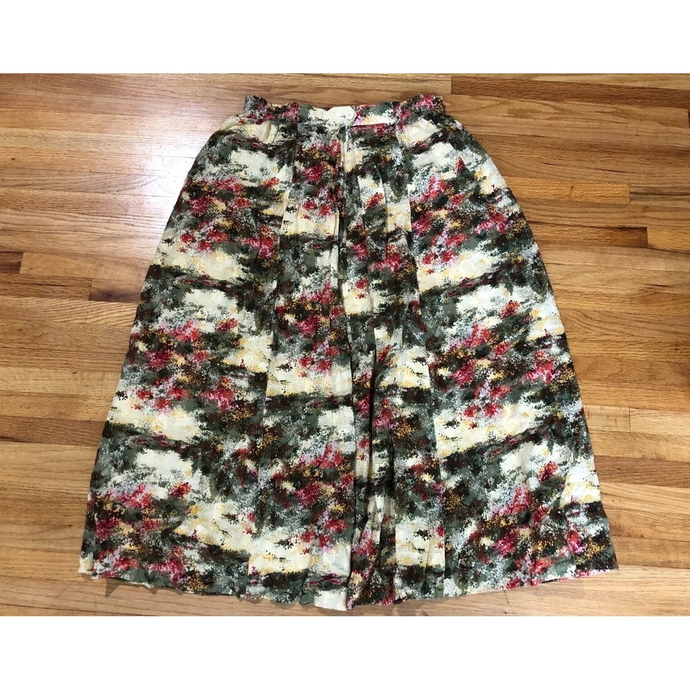 Vintage Geiger‎ A-Line Skirt Women's 38 Multicolor Galaxy Print Pleated Cotton
